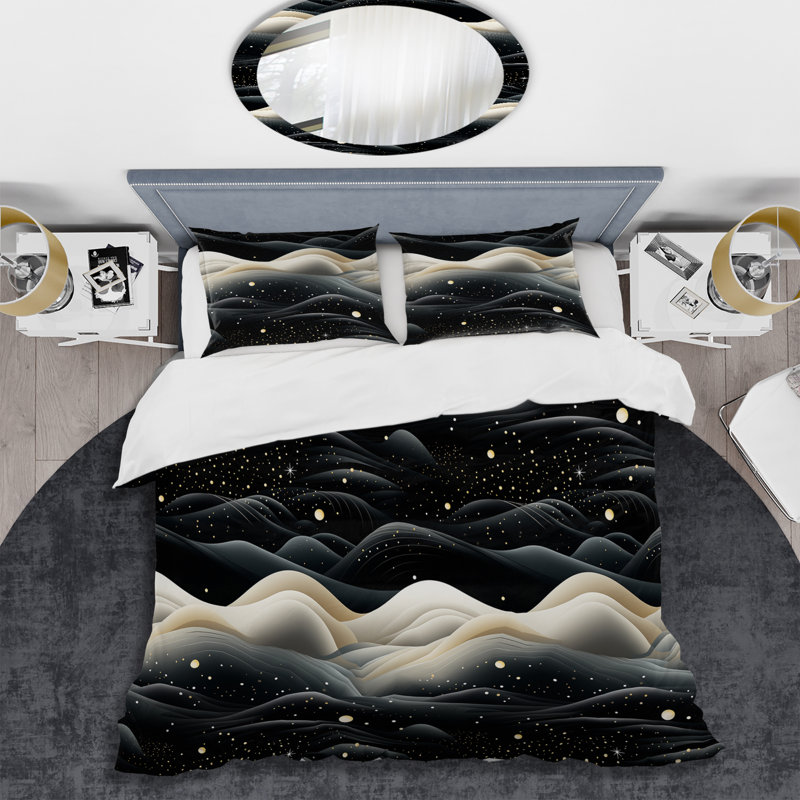 Amke Lunar Haze Moody Patterns - Ensemble de housse de couette abstrait - Microfibre de polyester