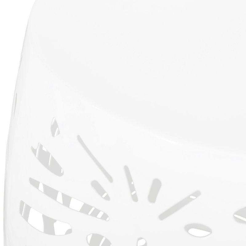 Élégante table en métal - blanche avec un charmant motif de feuilles tropicales, 16,19 po de largeur x 20,5 po de hauteur, prête à l'emploi, motif moderne en fer blanc, 16,19 l 16,19 P 20,5 H, aucun assemblage requis