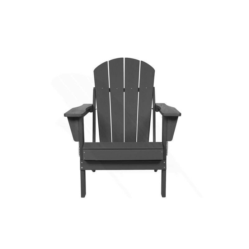 Folding Adirondack Chair With Dual Cup Holder, Patio Chair, Gray