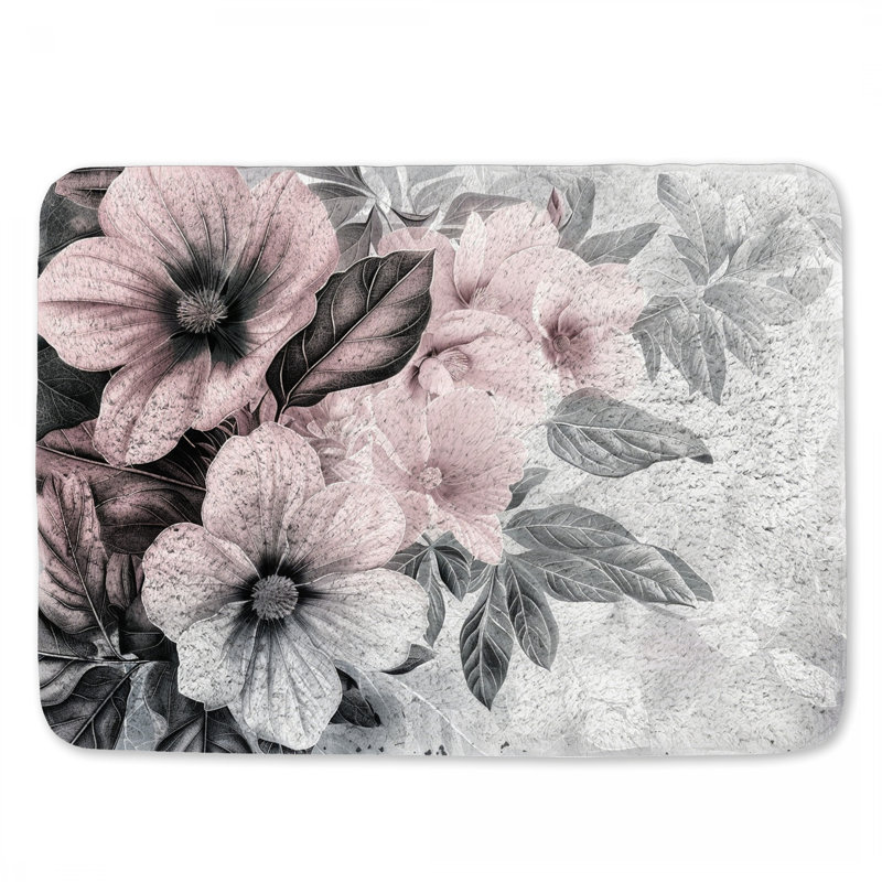 Delicate Flowers Bath Mat Floral Bathroom Decor Shabby Chic, 24" L x 17" W