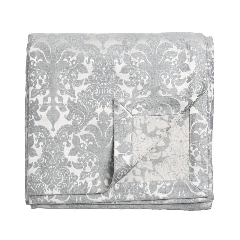 Baroque Bedding, Platinum Damask, King Coverlet