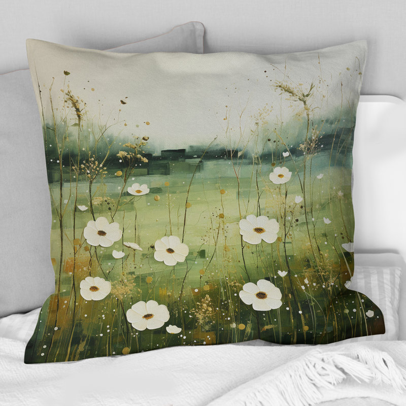Coussin décoratif Meadow Minimalist Pastoral Pointillism - Meadow