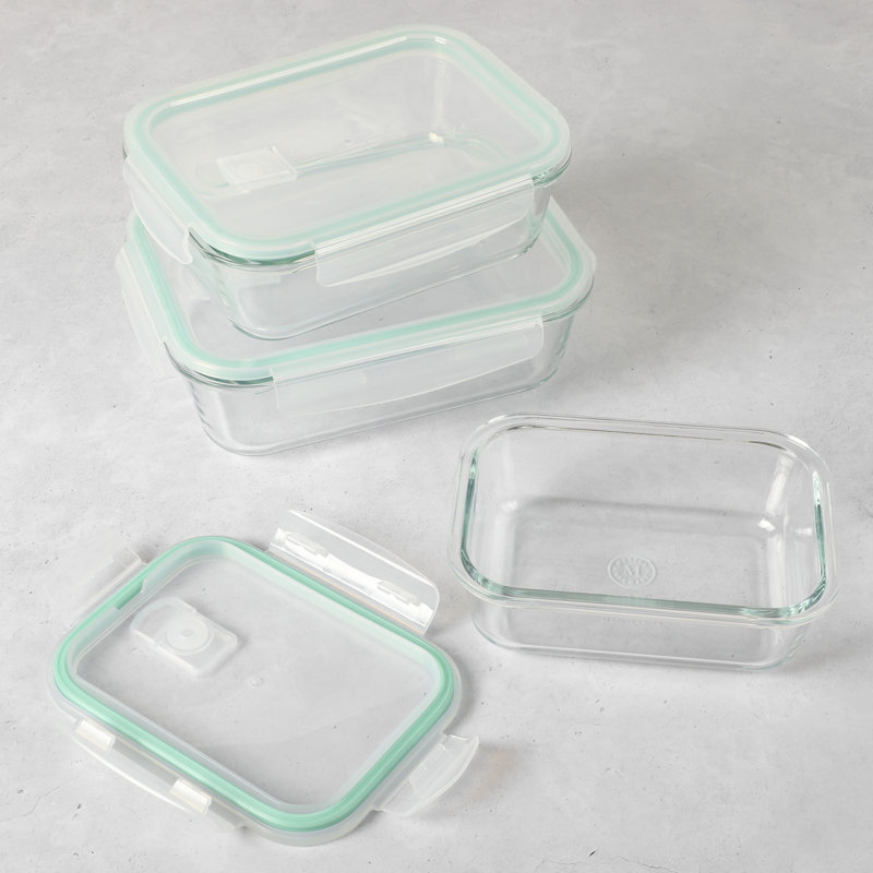 Clear Borosilicate Glass Storage Container Set with Snap Lids