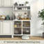 Lark Manor 5-Tier Metal Baker's Rack Kitchen Pantry Cabinet W/ See-Through Flip-Up Door Pegboard Adjustable Shelf White