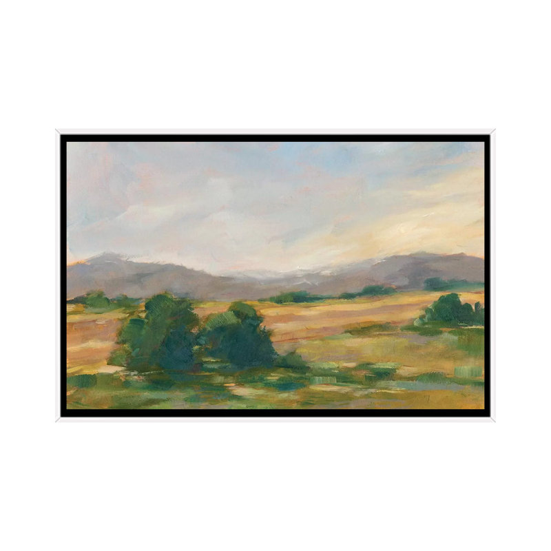 « Green Valley II » par Ethan Harper, reproduction d’art, H 26 po x l 40 po x 1,5 po, Toile blanche encadrée, Pas de tapis