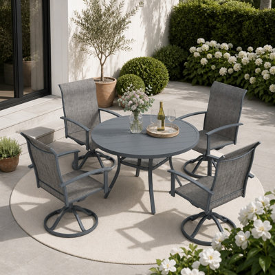 4-Person Square Patio Dining Set With 360°Swivel PVC-coated polyester Chairs