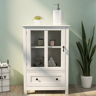 Armoire de rangement pour armoire avec portes simples en verre et poignée cloche unique