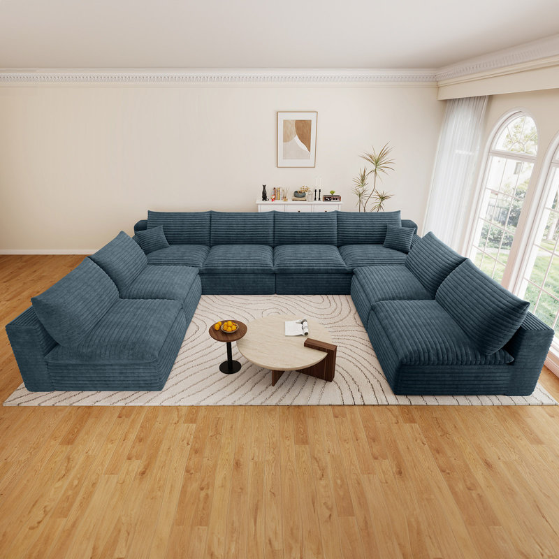 Canapé d'angle modulaire surdimensionné Cloud Couch de 344 cm (135,5 pouces) pour salon, canapé moderne avec assise profonde, canapé 8 places sans structure, canapés confortables rembourrés pour appartement, studio, bureau