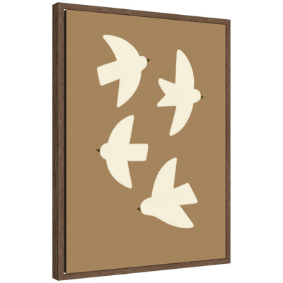 «Minimalist Birds Poster 2 Brown» par Laura Moss, reproduction d'art sur toile encadrée