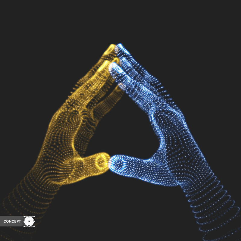 3D Illustration Of Hands by StudioM1 - Wrapped Canvas Print, 30cm H x 30cm W x 3.8cm D