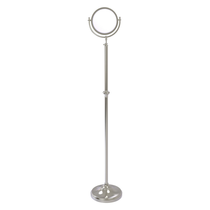 Gober Metal Floor Mirror, 2x, Satin Nickel