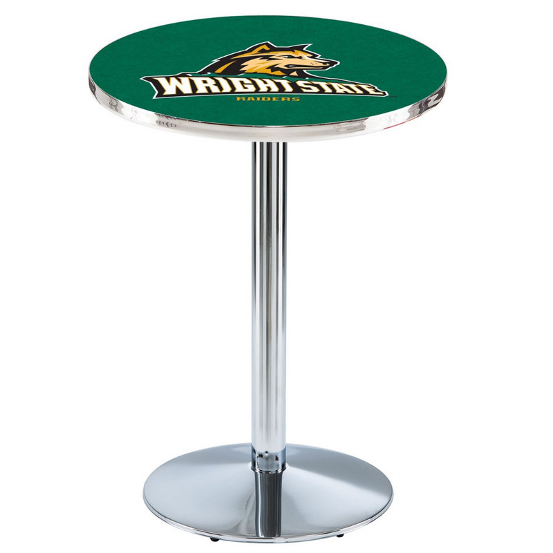 Round Metal Base Dining Table, Chrome, University of Illinois