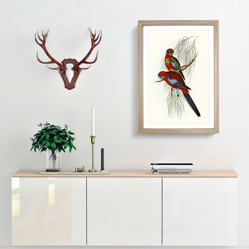 Pennant's Parakeets by Elizabeth Gould - Picture Frame Painting Print, Oak Framed, 65cm H x 48cm W x 2cm D