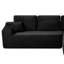 Canapé d'angle modulaire 2 places, 173 cm de long, en tissu peluche noir, monobloc, aucun assemblage requis