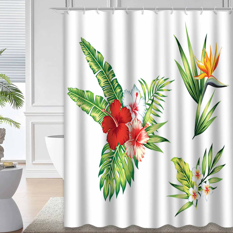 Rideau de douche imperméable Hibiscus Hawaiian, L 72 po x l 72 po