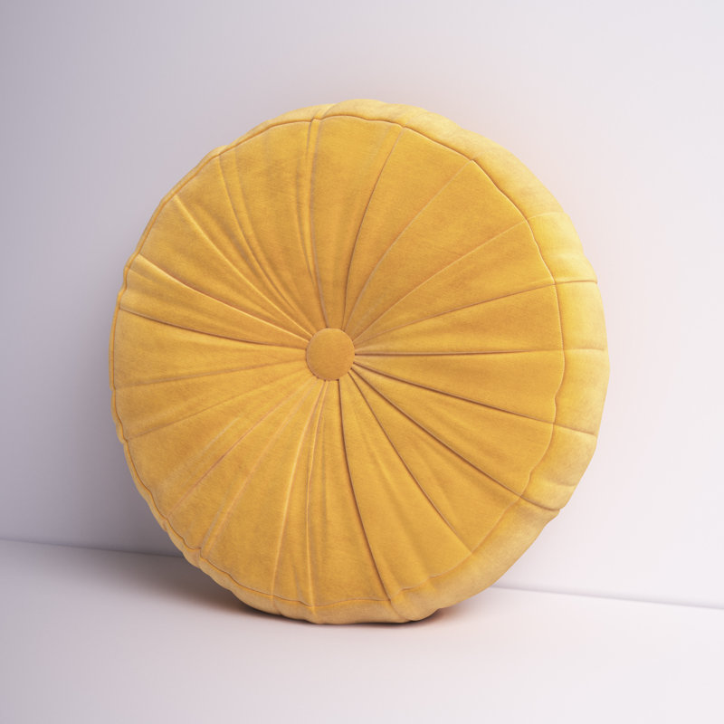 Therese 16" Tufted Round Throw Pillow, 16'' H X 16'' W, Yellow