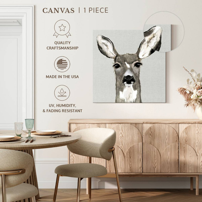 Crowle Oh Deer Portrait, H 20 po x l 20 po