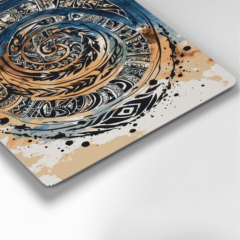 Art mural hawaïen avec symboles anciens gris, H 20 po x l 24 po