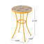 Table d'appoint d'extérieur en mosaïque jaune avec pieds en fer, table d'appoint de patio résistante aux intempéries
