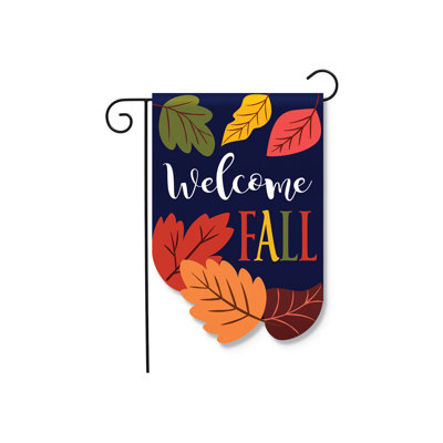 Welcome Fall Leaves Burlap Garden Flag 12x18