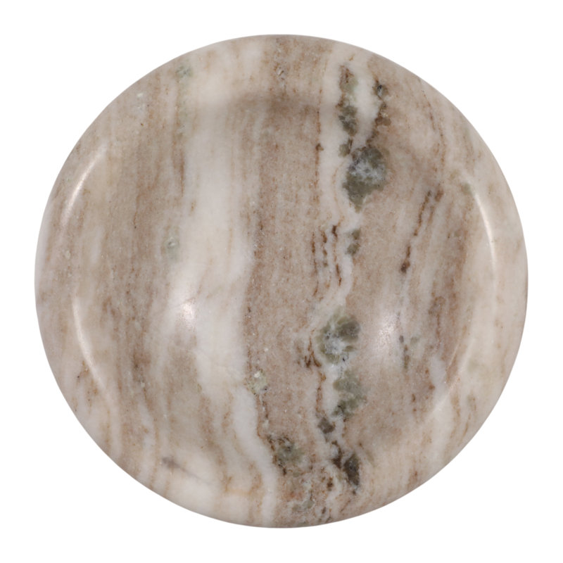 Bol élégant en marbre épais et incurvé pour comptoir de cuisine - Bol décoratif pour salon et décoration intérieure moderne - 20 cm, beige et ivoire