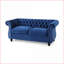 Causeuse | Capitonnage traditionnel Chesterfield profond | L 61,75 po | Bleu marine | Velours-988630437-988630439-988630441