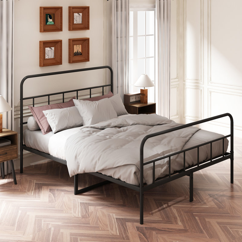 Base de lit plateforme en métal avec tête de lit Latanja, Grand lit