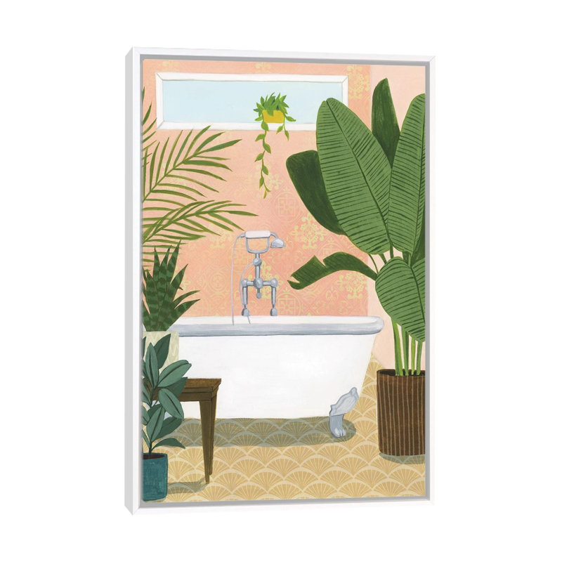 « Baignoire oasis I » par Grace Popp-impression d’art graphique, H 48 po x l 32 po x P 1,5 po, Toile blanche encadrée