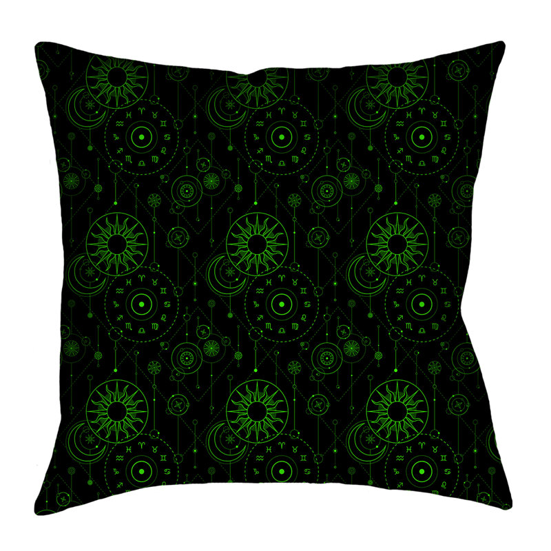 Housse de coussin Katelyn Elizabeth, 20 po x 20 po, Noir/vert, Simili daim