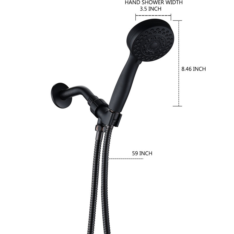 Soupape de douche à main flexible en bronze huilé. Jet puissant réglable sur 5 modes. Embouts médicaux, sécuritaires et étanches. Construction en ABS. Jet constant même avec un faible débit d'eau. Option eau. Installation facile.