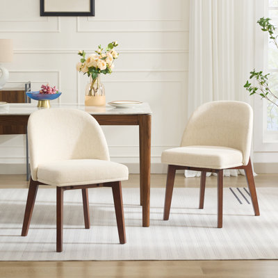 Linen Upholstered Side Chair With Solid Wood Legs