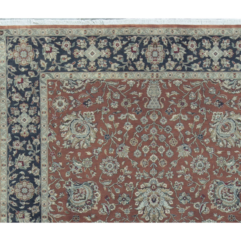 Gramercy Wool Oriental Area Rug in Rust/Navy