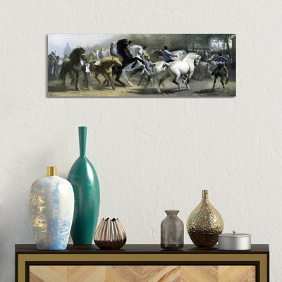 The Horse Fair (Colour Lithograph) by Rosa Bonheur - Wrapped Canvas Panoramic Painting