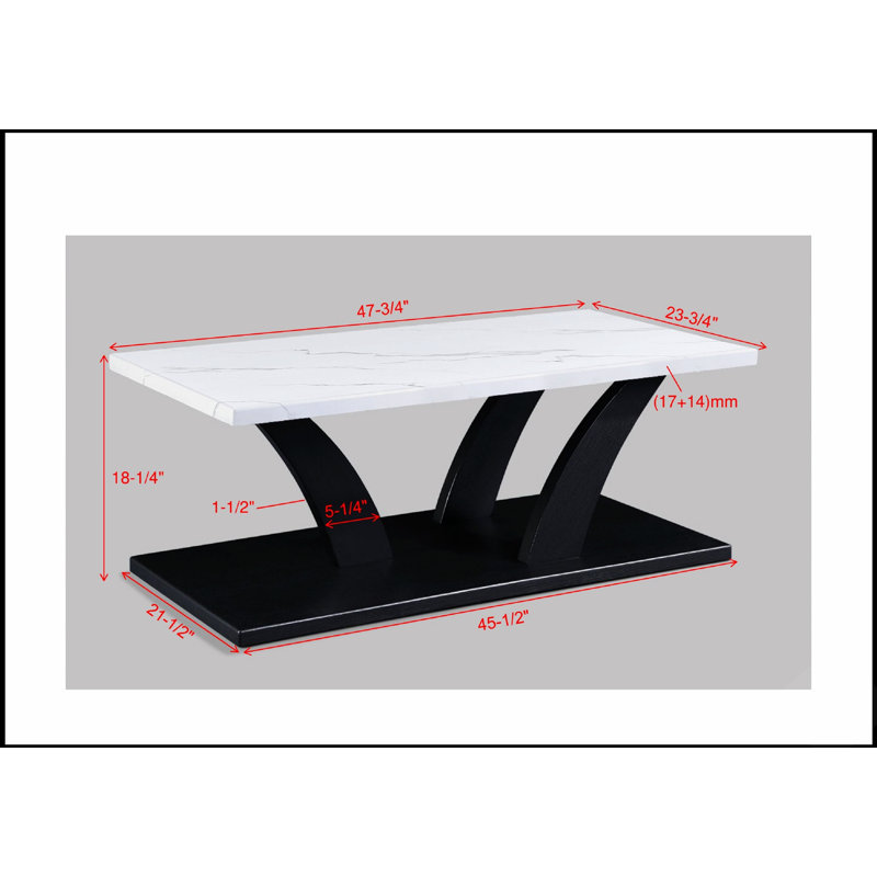 Ensemble de table basse rectangulaire polyvalent avec dessus en marbre pour les intérieurs modernes et classiques