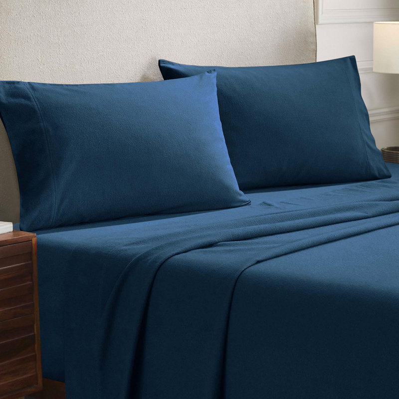 Taie d'oreiller moderne en flanelle de coton toutes saisons Modern, Bleu marine, Taie d’oreiller standard