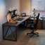 Bureau de direction en L en noyer massif avec tiroirs-217867571-217867570