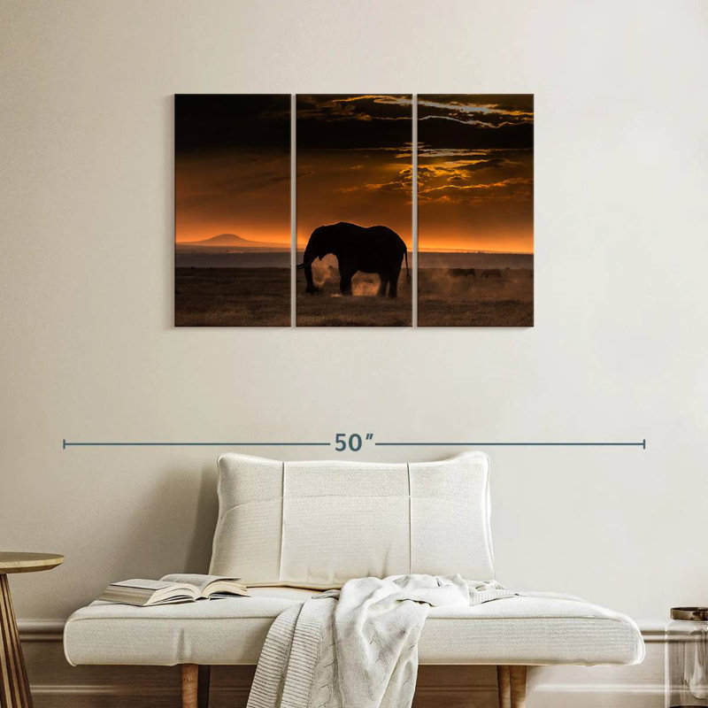 African Elephant Silhouette, 24" H x 38" W