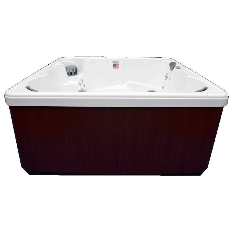 Sterling White Acrylic 6-Person Square Hot Tub with Stainless Jets