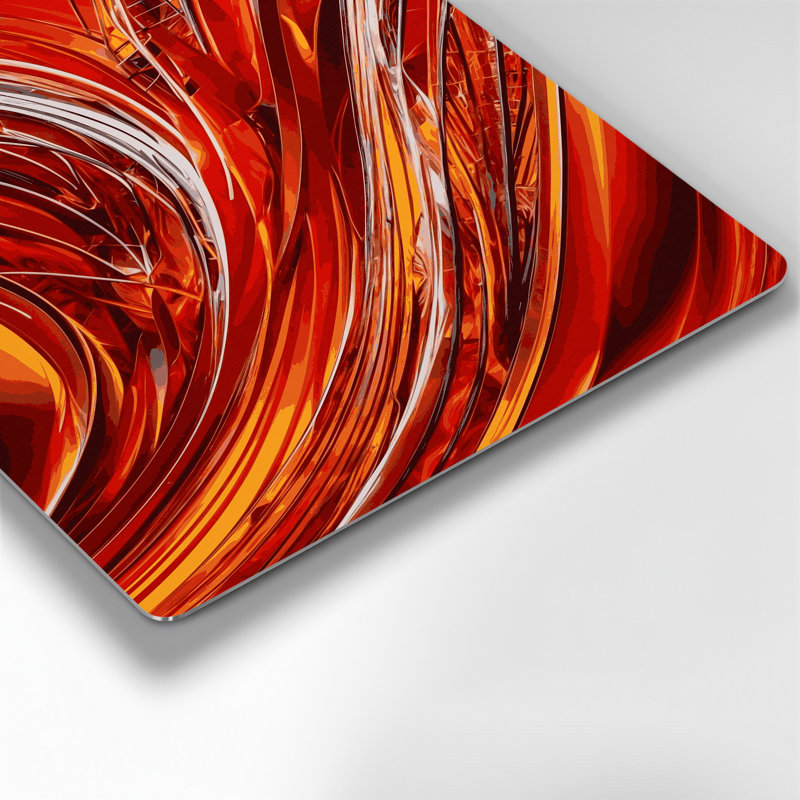 «Geometric Abstraction 5», art mural en métal rouge