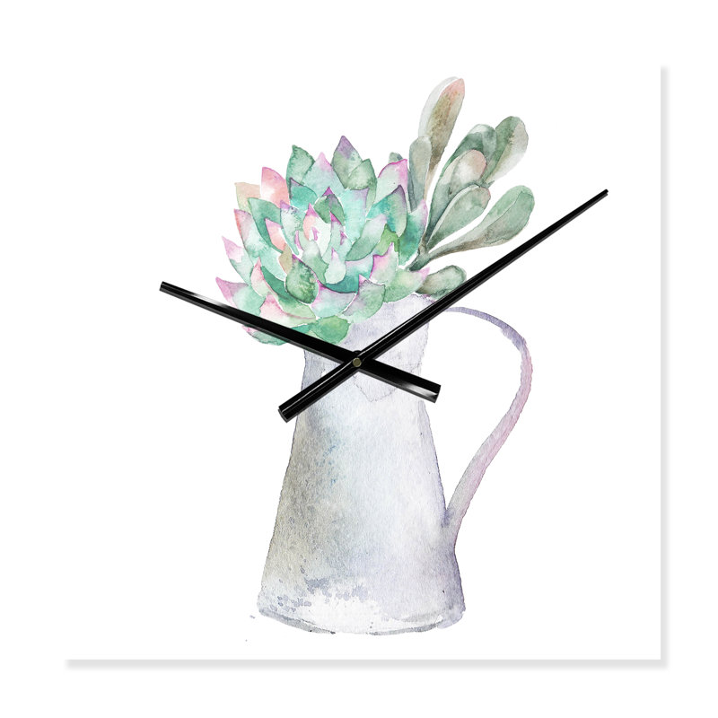 Succulent Home Plant - Horloge murale traditionnelle, Grand