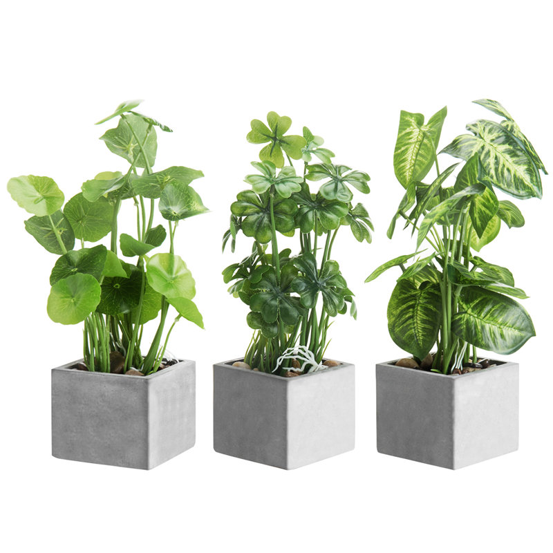 25cm Faux Foliage Plant in Cement Pot