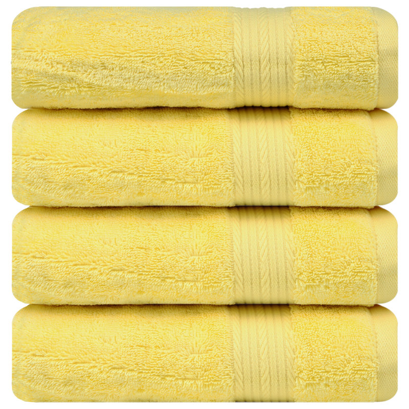 Ensemble de serviettes 100% coton super doux et absorbant Como, Jaune, Serviettes de bain - paquet de 4