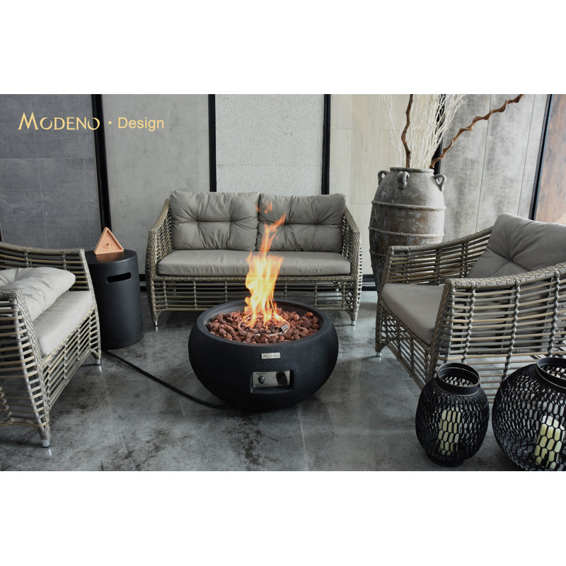 York 27" Liquid Concrete Fire Bowl, Black, Propane