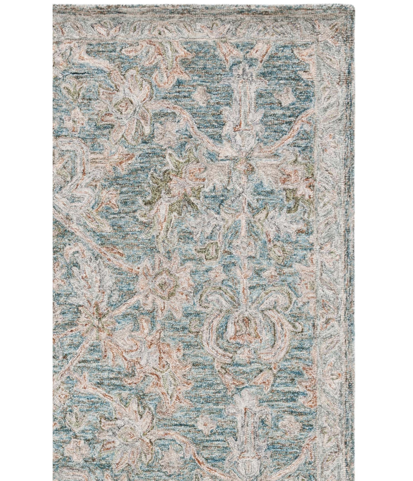 Teal Green Hand-Tufted Wool Oriental Rug, Rectangle 2' x 3'