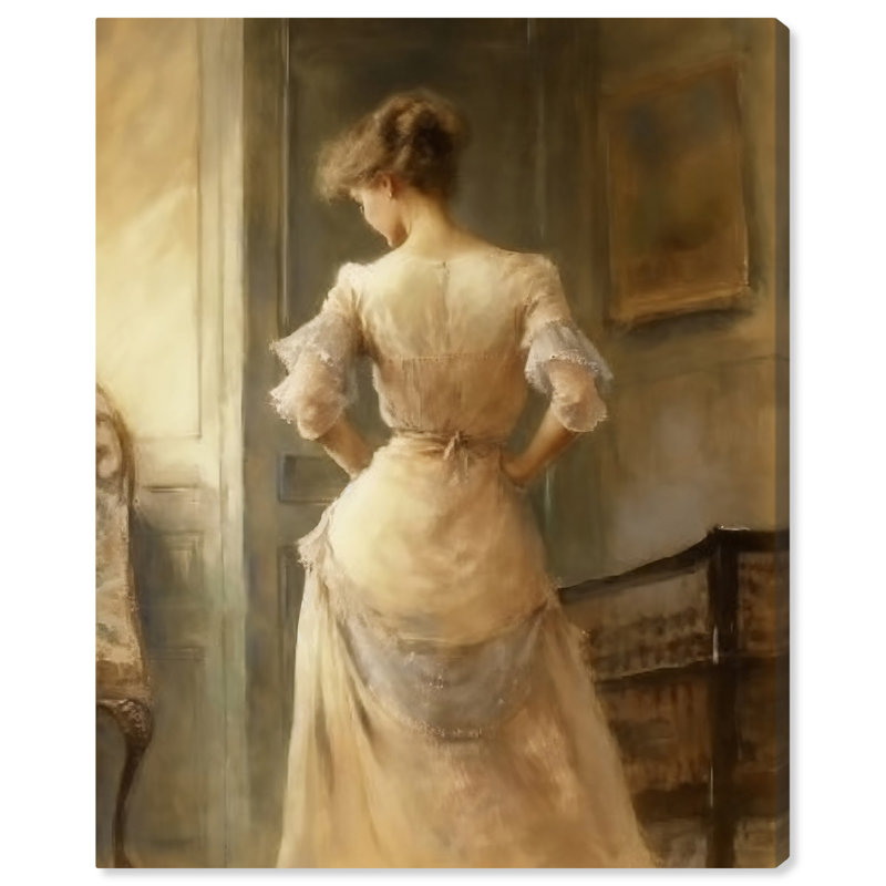 Elegant Lady in Vintage Dress Canvas Wall Art
