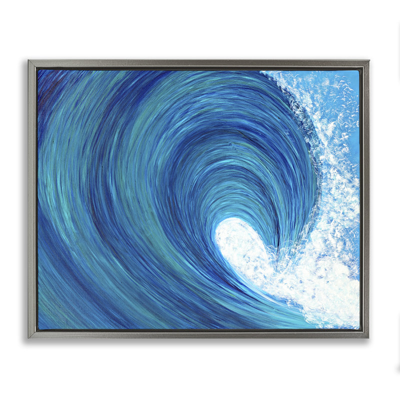 «Swirling Ocean Wave» par Megan Morris, H 17 po x l 21 po, Cadre flottant gris lustré