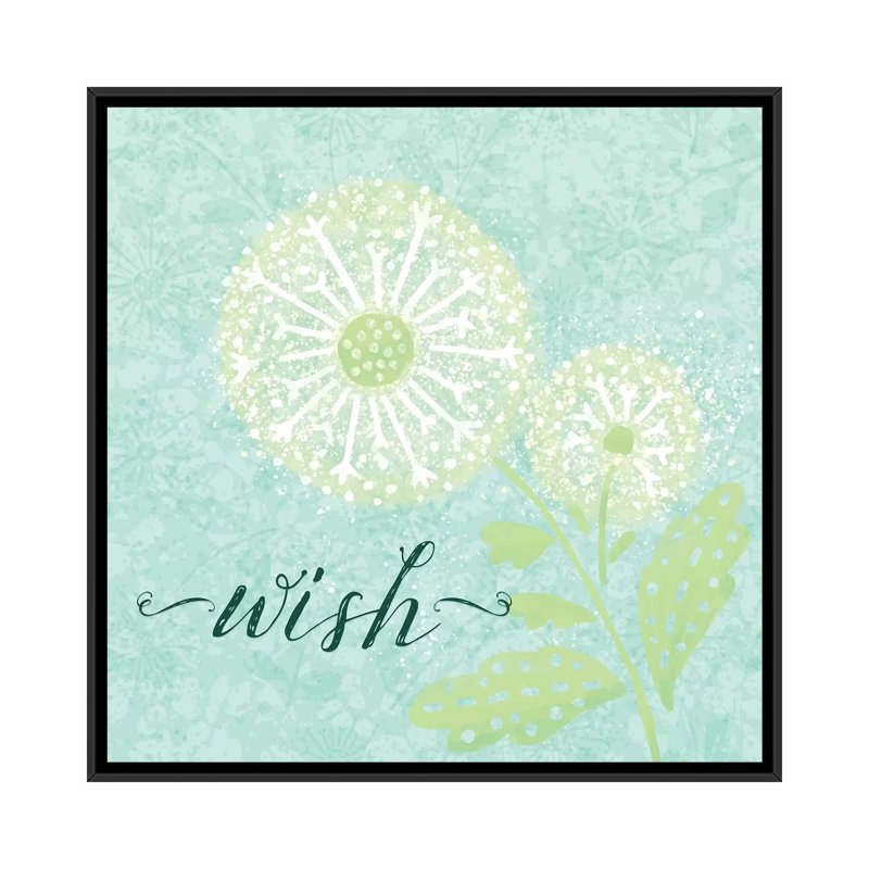 «Dandelion Wishes III», impression sur toile tendue, H 26 po x l 26 po x P 1,5 po, Toile avec cadre noir, Pas de tapis