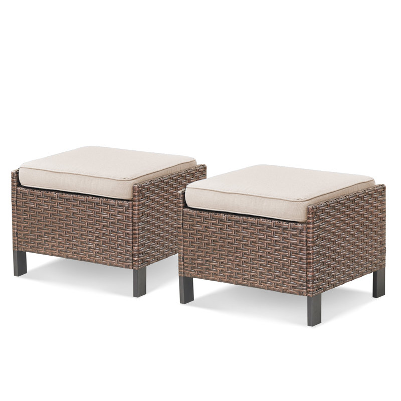6 Piece Wicker/Rattan Sofa Seating Group With Cushions, Beige