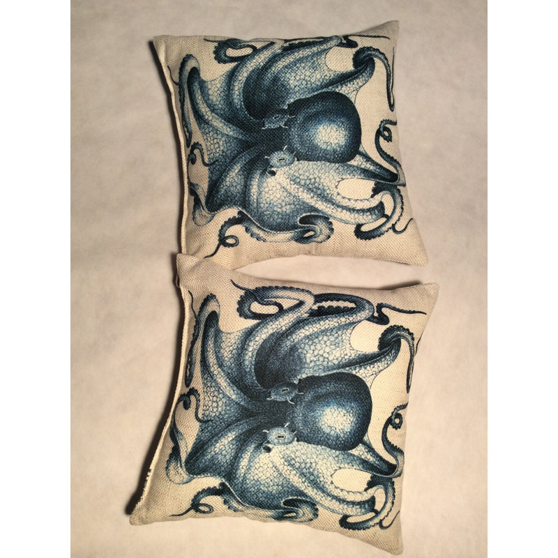Housse et insert de coussin carré en lin  Octopus