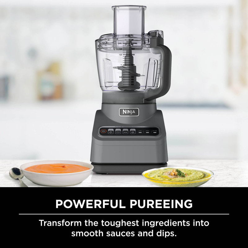 Ninja Food Processor, Professional Plus, 1000 Peak Watts, 4 Functions for Chopping, Slicing, Purees & Dough with 9-Cup Processor Bowl, 3 Blades, Food Chute & Pusher, Silver